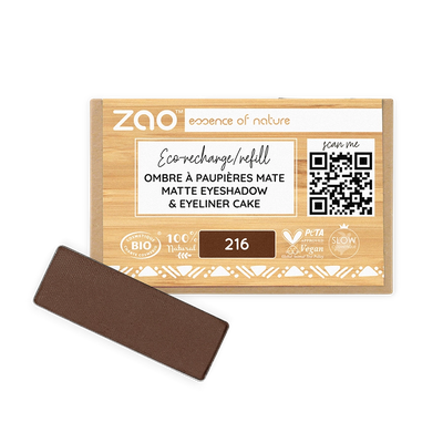 216 Brown Refill Rectangle Eye Shadow & Eyeliner Cake, ZAO